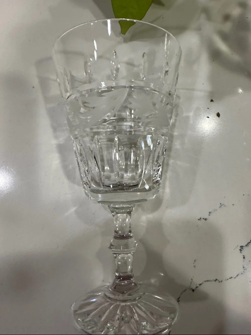 Vintage Crystal Etched Wine Glasses - Clear - Unbranded
